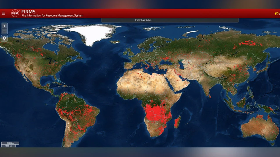 Ο παγκόσμιος χάρτης της NASA δεν δείχνει πυρκαγιές που προκλήθηκαν από την κλιματική αλλαγή